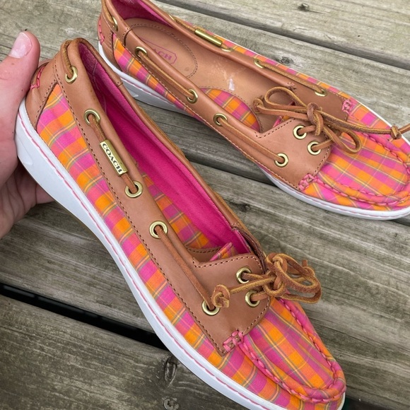 Colorful Plaid Women's Boat Shoes - Picture 7 of 9